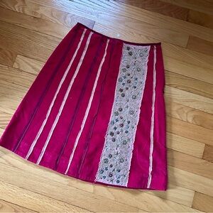 Anthropologie Fei Embroidered A-Line velvet skirt